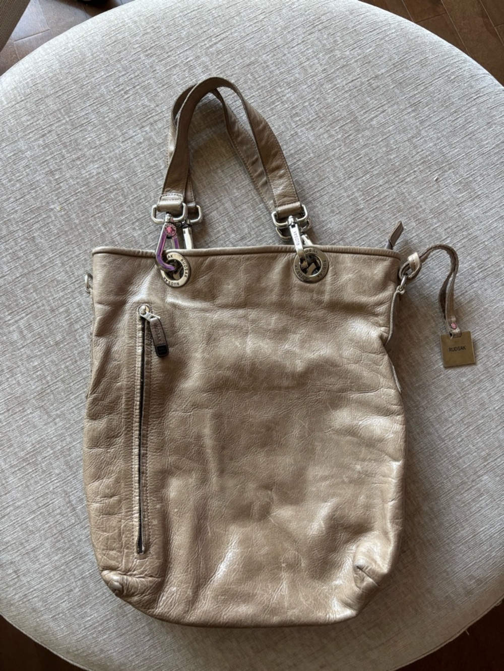RUDSAK Taupe Leather Shoulder Tote